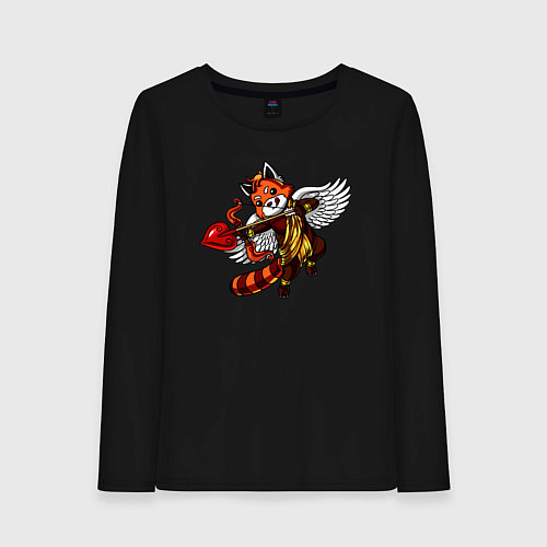 Женский лонгслив Красная панда купидон / Черный – фото 1