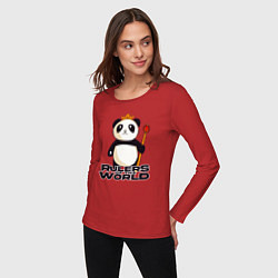 Лонгслив хлопковый женский Панда - Правители Мира, цвет: красный — фото 2