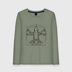 Лонгслив хлопковый женский Vitruvian Bender, цвет: авокадо