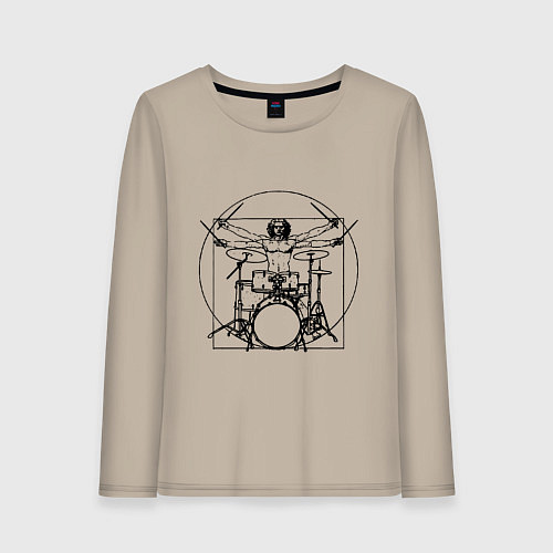Женский лонгслив Vitruvian drummer / Миндальный – фото 1