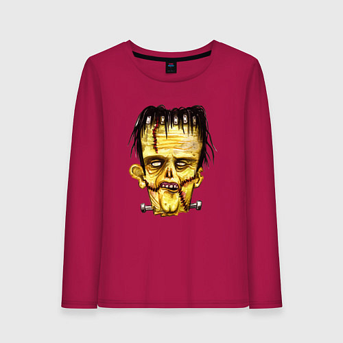 Женский лонгслив Франкенштейн желтый зомби / Маджента – фото 1