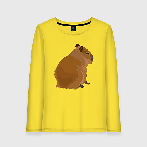 Женский лонгслив Капибара лениво отдыхает / Желтый – фото 1