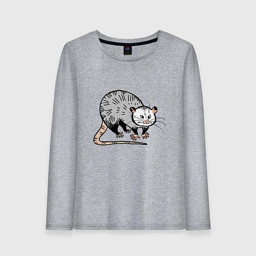 Женский лонгслив Удивлённый опоссум / Меланж – фото 1