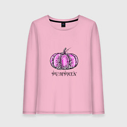 Лонгслив хлопковый женский Тыква с надписью, цвет: светло-розовый