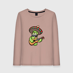 Лонгслив хлопковый женский Кактус - Мексиканец, цвет: пыльно-розовый