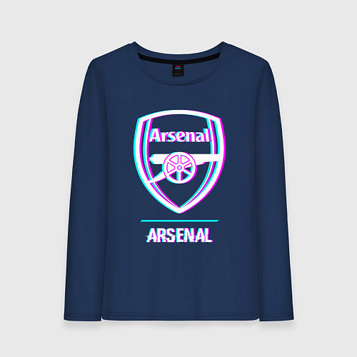 Женский лонгслив Arsenal FC в стиле glitch / Тёмно-синий – фото 1