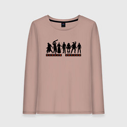 Лонгслив хлопковый женский Герои кино-ужасов, цвет: пыльно-розовый