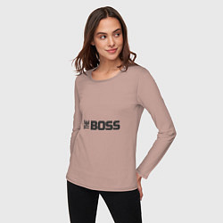 Лонгслив хлопковый женский THE BOSS, цвет: пыльно-розовый — фото 2