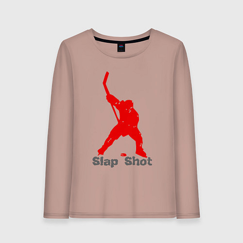 Женский лонгслив Щелчок выстрел - хоккеист / Пыльно-розовый – фото 1