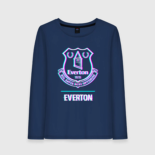 Женский лонгслив Everton FC в стиле glitch / Тёмно-синий – фото 1