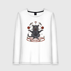 Женский лонгслив Кот в пентограмме