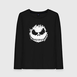 Лонгслив хлопковый женский Jack Skellington face, цвет: черный