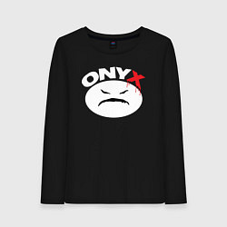 Лонгслив хлопковый женский Onyx logo white, цвет: черный