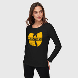 Лонгслив хлопковый женский Wu scratches logo, цвет: черный — фото 2
