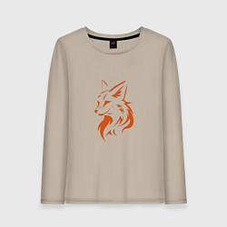 Лонгслив хлопковый женский Голова лисы, цвет: миндальный