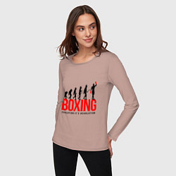 Лонгслив хлопковый женский Boxing evolution, цвет: пыльно-розовый — фото 2