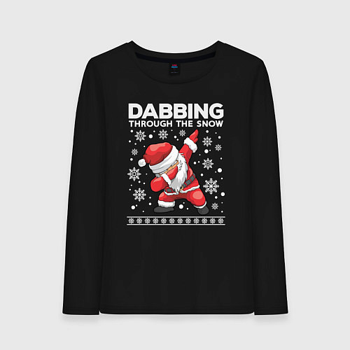 Женский лонгслив Dabbing Santa, through the snow / Черный – фото 1