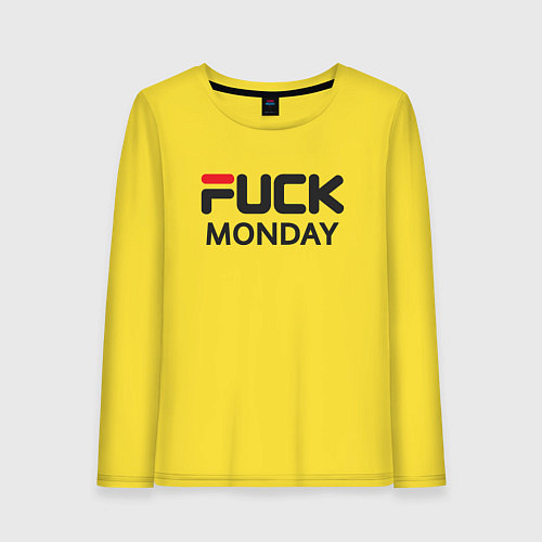 Женский лонгслив Fuck monday, anti-brand, fila / Желтый – фото 1