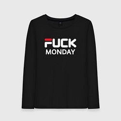 Лонгслив хлопковый женский Fuck monday, fila, anti-brand, цвет: черный