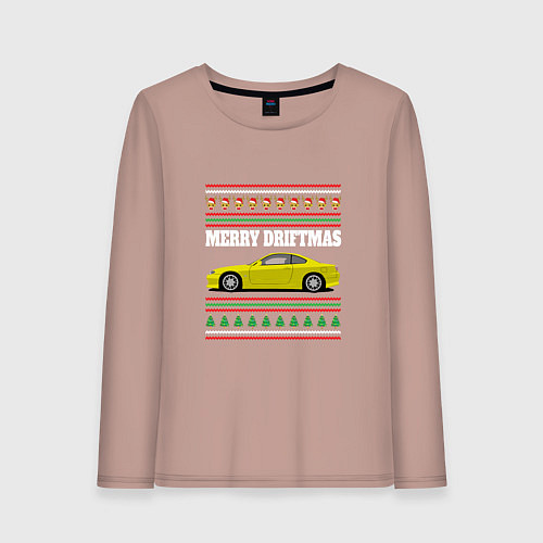 Женский лонгслив Merry Driftmas Nissan Silvia S15 Ugly Sweater / Пыльно-розовый – фото 1