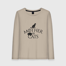 Лонгслив хлопковый женский Мать котов, цвет: миндальный