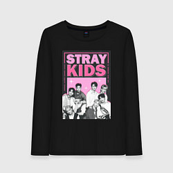 Лонгслив хлопковый женский Stray Kids boy band, цвет: черный