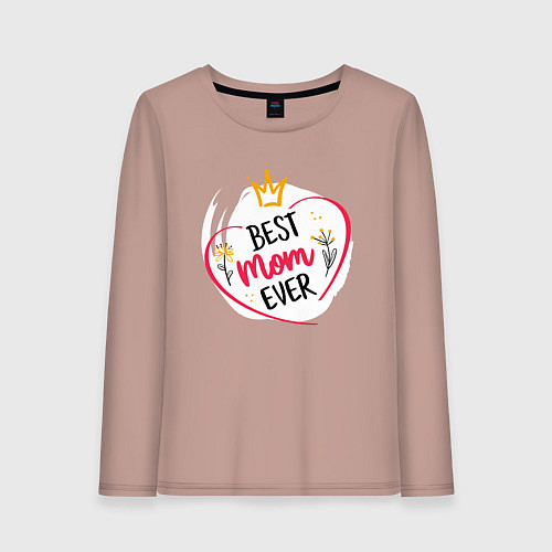 Женский лонгслив Лучшая мама на свете - Best mom ever / Пыльно-розовый – фото 1
