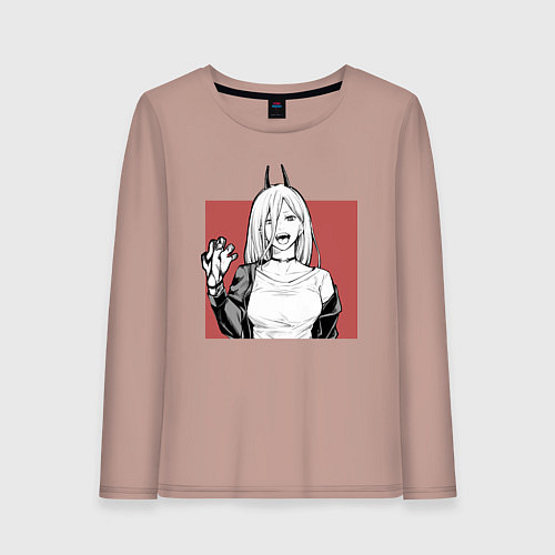 Женский лонгслив Пауэр Chainsaw Man / Пыльно-розовый – фото 1