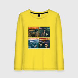 Лонгслив хлопковый женский Edvard Munch, цвет: желтый