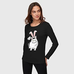 Лонгслив хлопковый женский Кролик Бендер - 2023, цвет: черный — фото 2