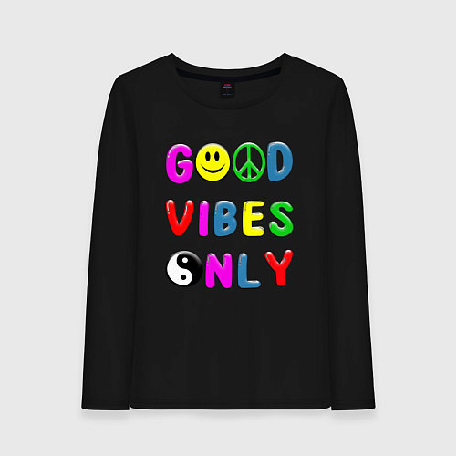 Женский лонгслив Good vibes only / Черный – фото 1