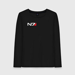 Лонгслив хлопковый женский Логотип N7, цвет: черный
