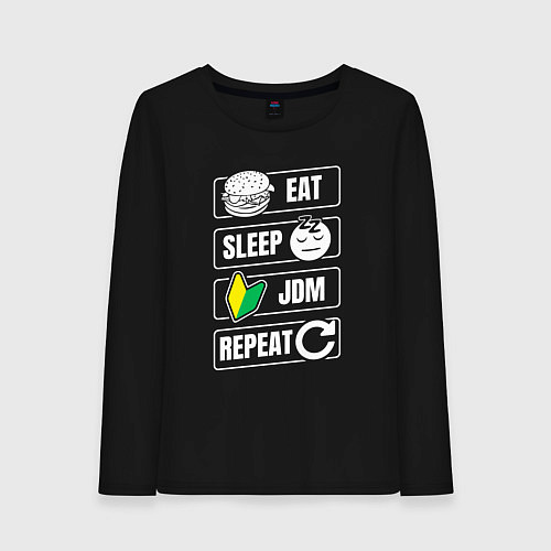 Женский лонгслив Eat sleep JDM repeat / Черный – фото 1