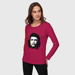 Лонгслив хлопковый женский Coloured Che, цвет: маджента — фото 2