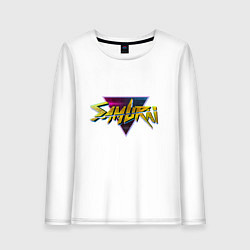 Лонгслив хлопковый женский Киберпанк cамурай, цвет: белый