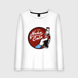 Лонгслив хлопковый женский Nuka cola sticker, цвет: белый
