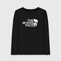 Лонгслив хлопковый женский The myers face Майкл Майерс хэллоуин, цвет: черный