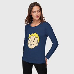 Лонгслив хлопковый женский Vault boy head, цвет: тёмно-синий — фото 2