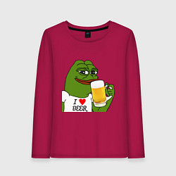 Лонгслив хлопковый женский Drink Pepe, цвет: маджента