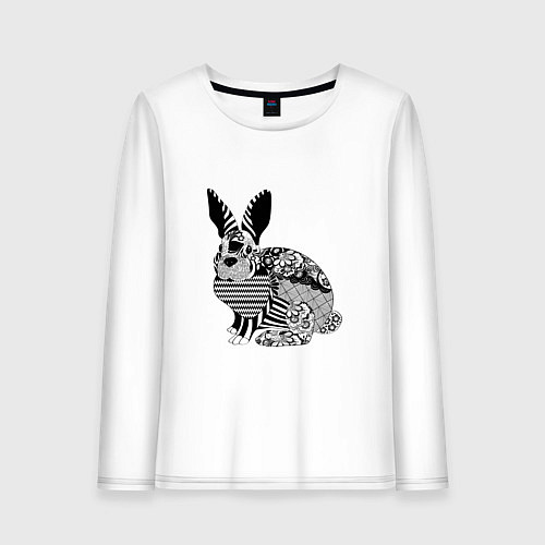 Женский лонгслив Rabbit in patterns / Белый – фото 1