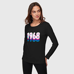 Лонгслив хлопковый женский Made in 1968 vintage art, цвет: черный — фото 2