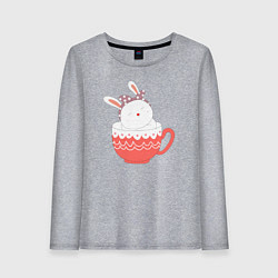 Женский лонгслив Зайка сидит в кружке