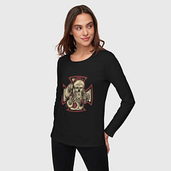 Лонгслив хлопковый женский Skeletor Santa, цвет: черный — фото 2