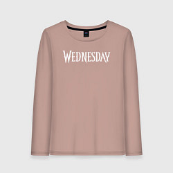 Лонгслив хлопковый женский Wednesday Logo, цвет: пыльно-розовый