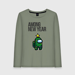 Лонгслив хлопковый женский Among new year 2023, цвет: авокадо