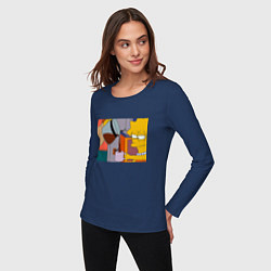 Лонгслив хлопковый женский Лиза Симпсон и кофе, цвет: тёмно-синий — фото 2