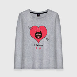 Лонгслив хлопковый женский Ill owlways love you, цвет: меланж