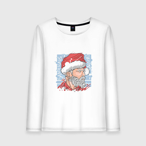 Женский лонгслив Claus christmas / Белый – фото 1