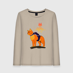 Лонгслив хлопковый женский Stray - cat logo, цвет: миндальный