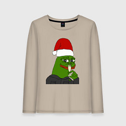 Лонгслив хлопковый женский Новогодний пепе, цвет: миндальный